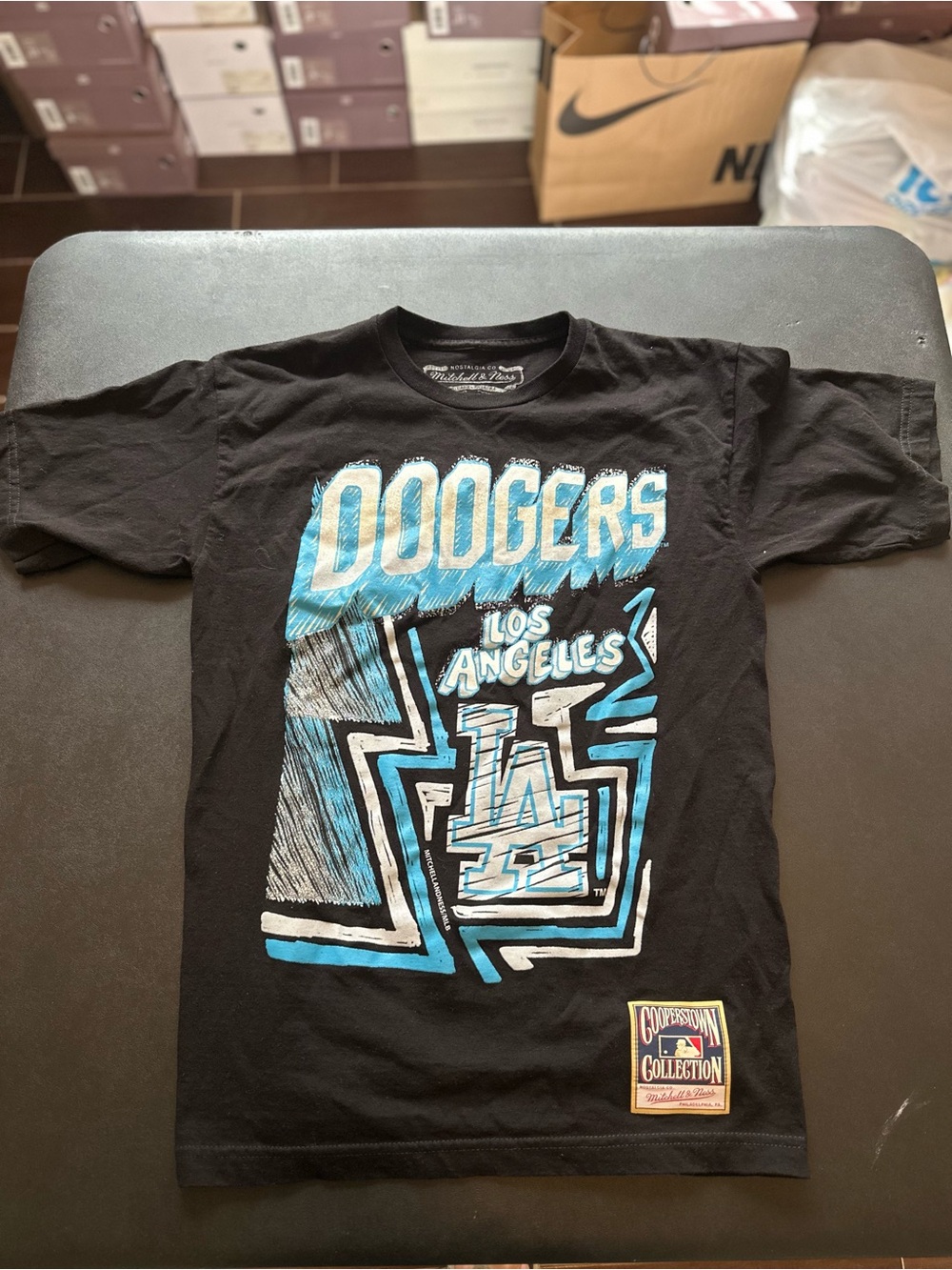 Los Angeles Dodgers x Mitchell & Ness Black Graphic Tee Cooperstown Men’s Medium
